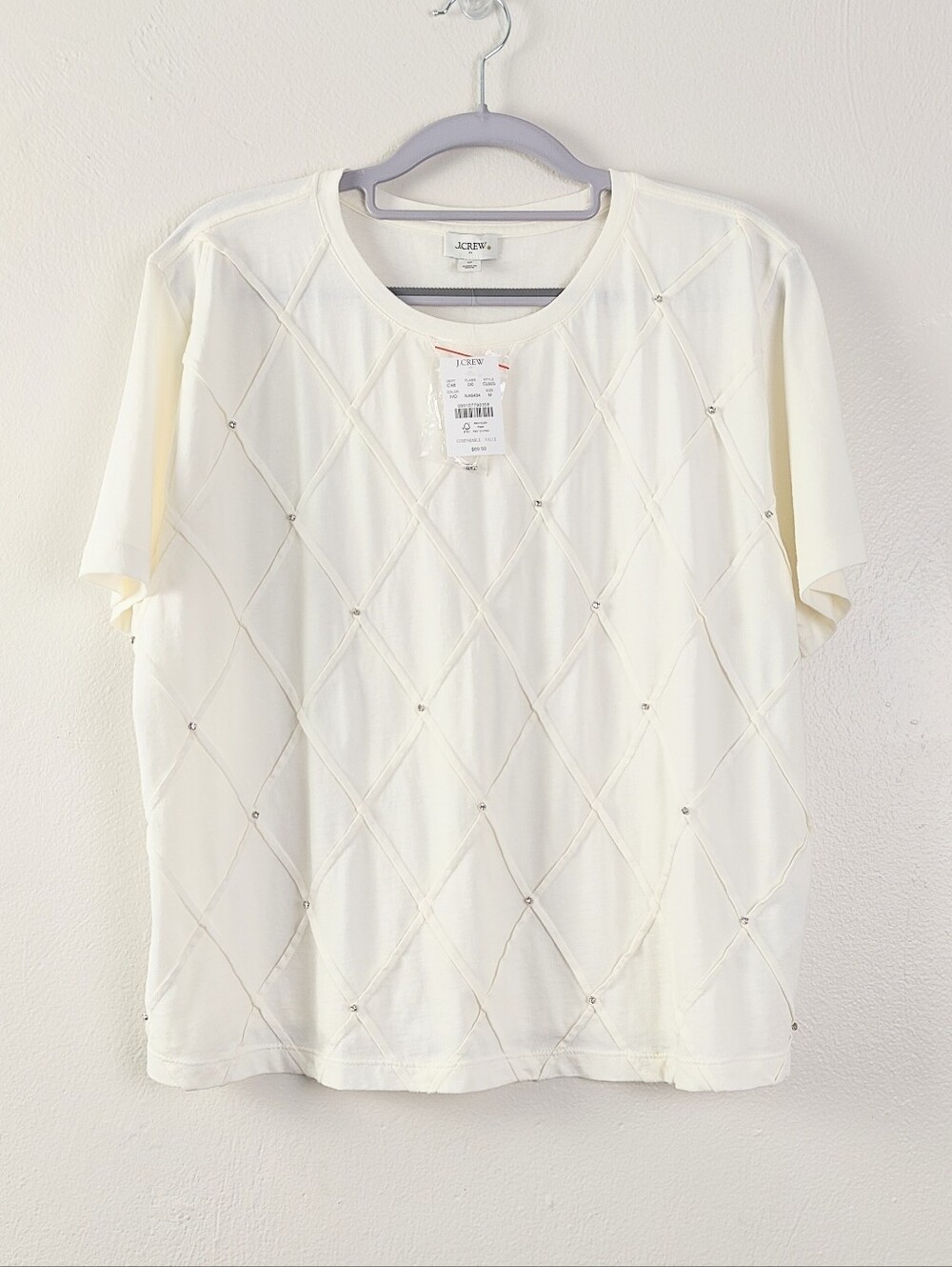 NEW! J. Crew Jewel-embellished tee Size Medium Short Sleeve Rhinestone T-shirt